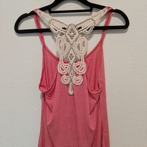 Cute Detailed Striped Racerback Tank Top